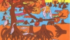 红树林的啼哭

The Cry of the Mangroves Forest

在这幅作品中，小艺术家用橙色和蓝色的互补色增强了画面的视觉冲击力。在互补色的冲击下，我们可以强烈感受到因栖息地破坏导致的鸟类大量死亡悲剧。因形象地描绘出红树林受到的威胁，该作品被评为“小渔猫奖”。



Phung Hai Anh, 14岁，越南



